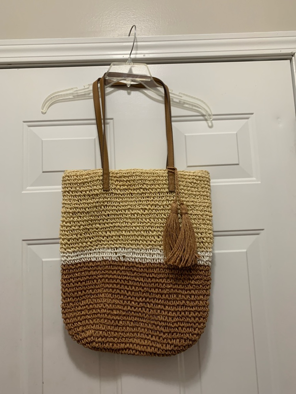 Straw Beach Hobo Bag - Beige, White, and Cream